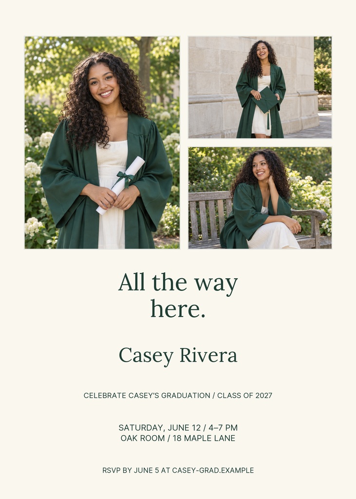 Preview for All The Way Here 5 × 7 Invitation Template