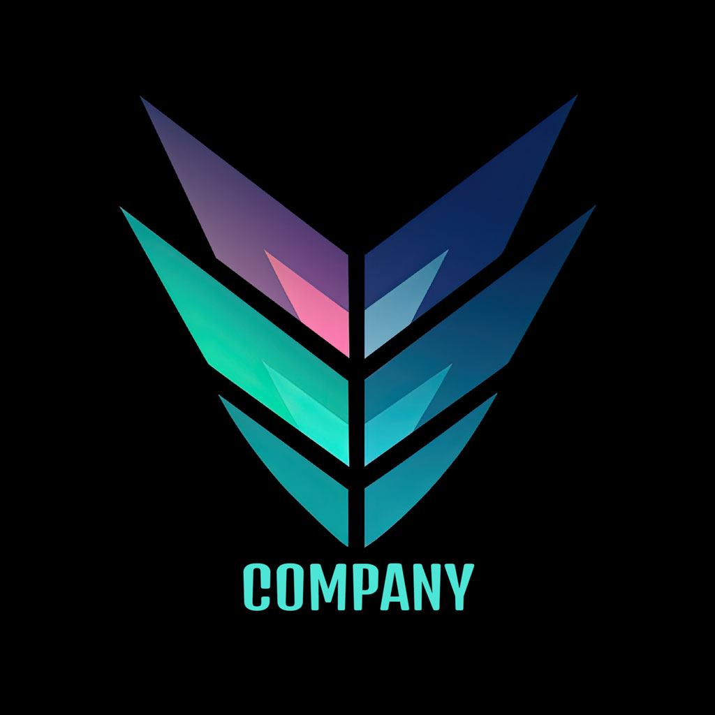 Stylized company logo with gradient colors