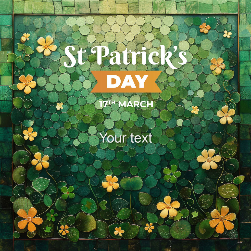 St. Patrick's Day design template with shamrocks and flowers