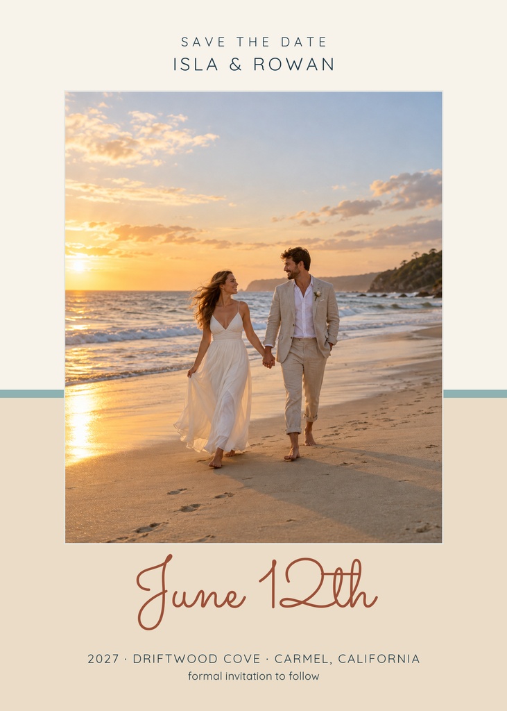 Preview for Barefoot On The Beach Save The Date Template
