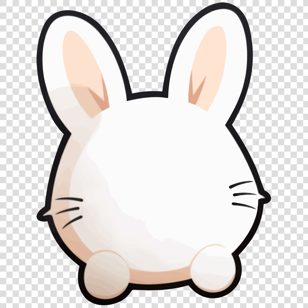 Cartoon bunny with white face and light pink accents