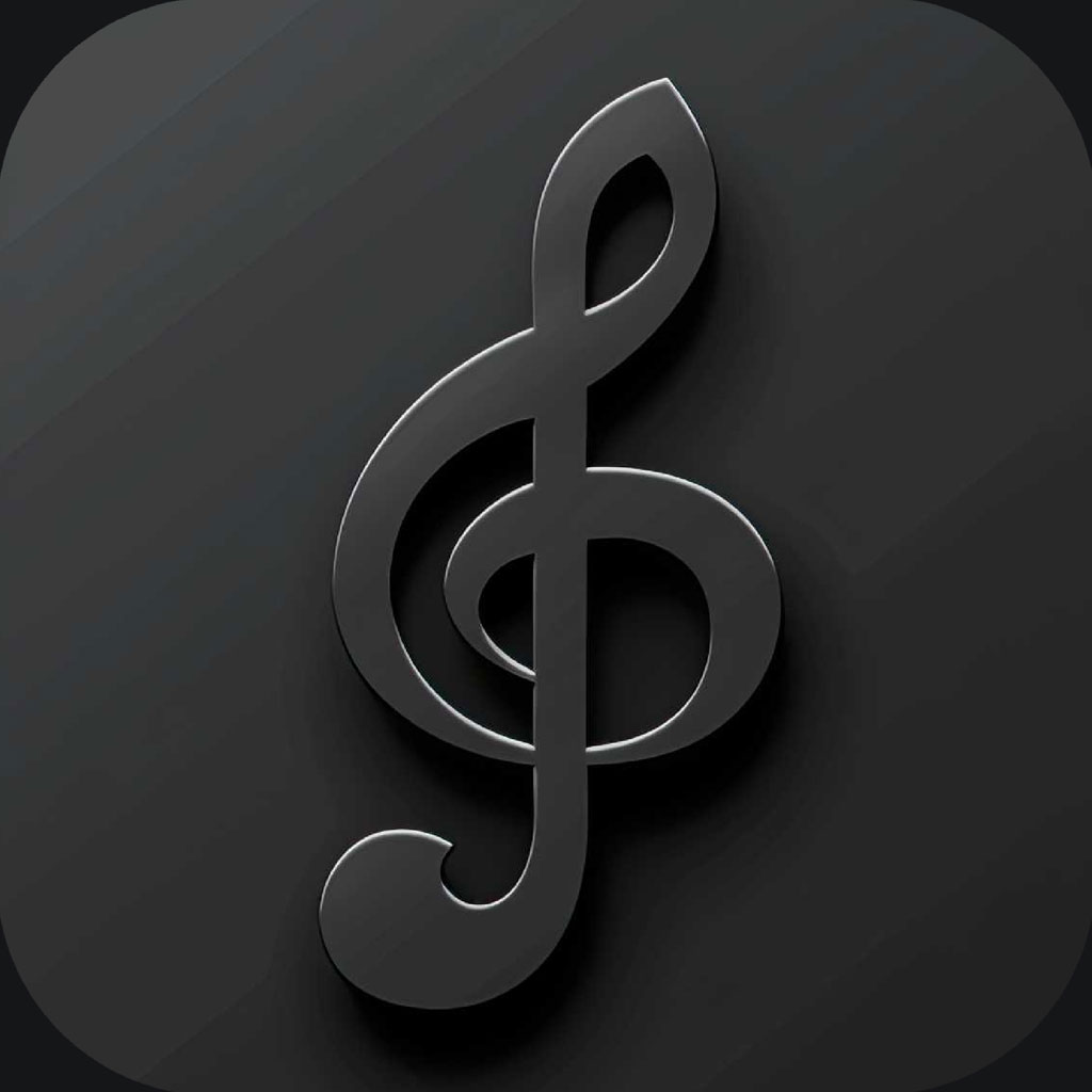 3D treble clef symbol