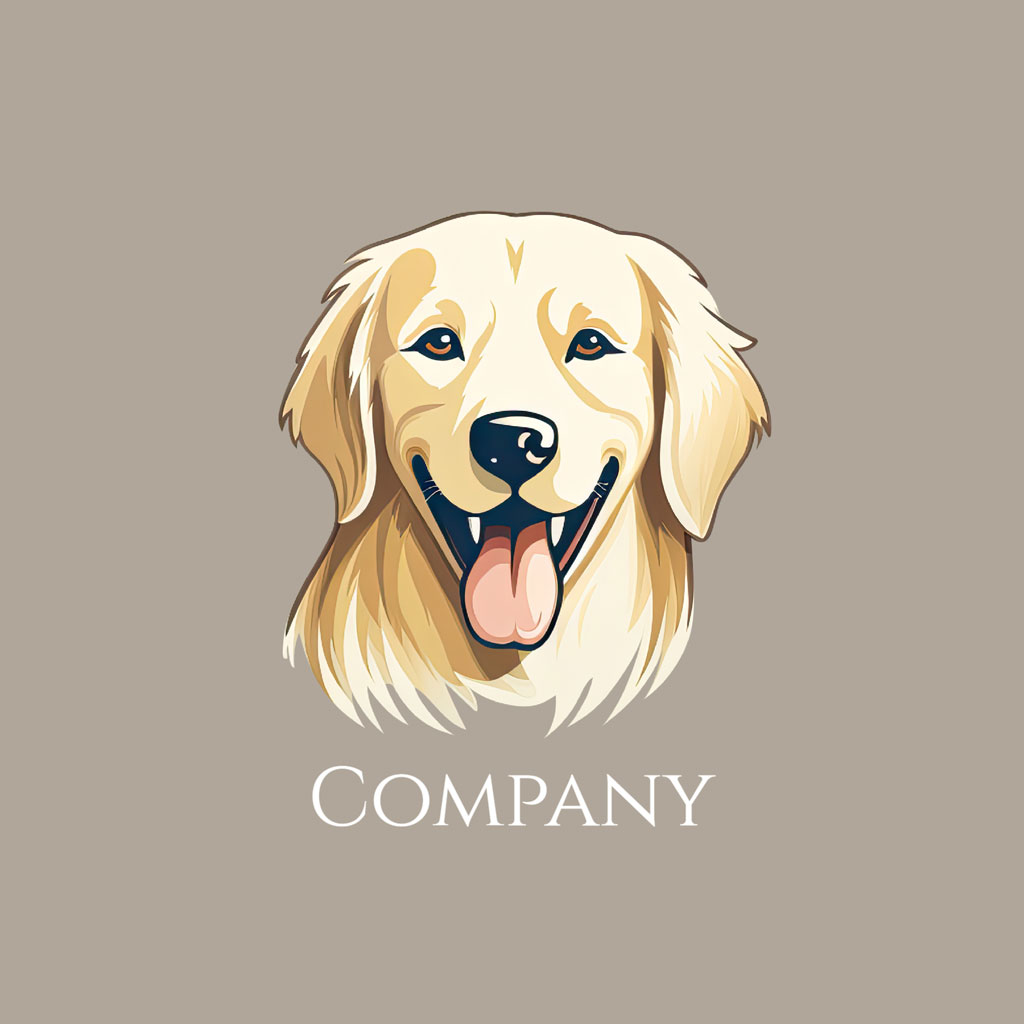 Illustration of a smiling golden retriever's head