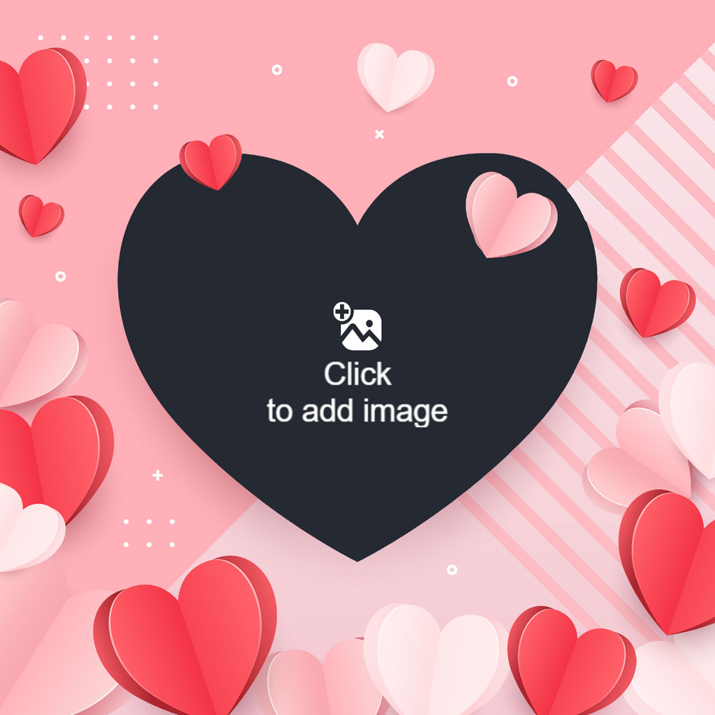 Black heart with smaller red and pink hearts around it