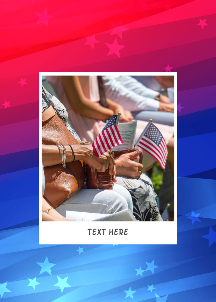 Group of people holding American flags together