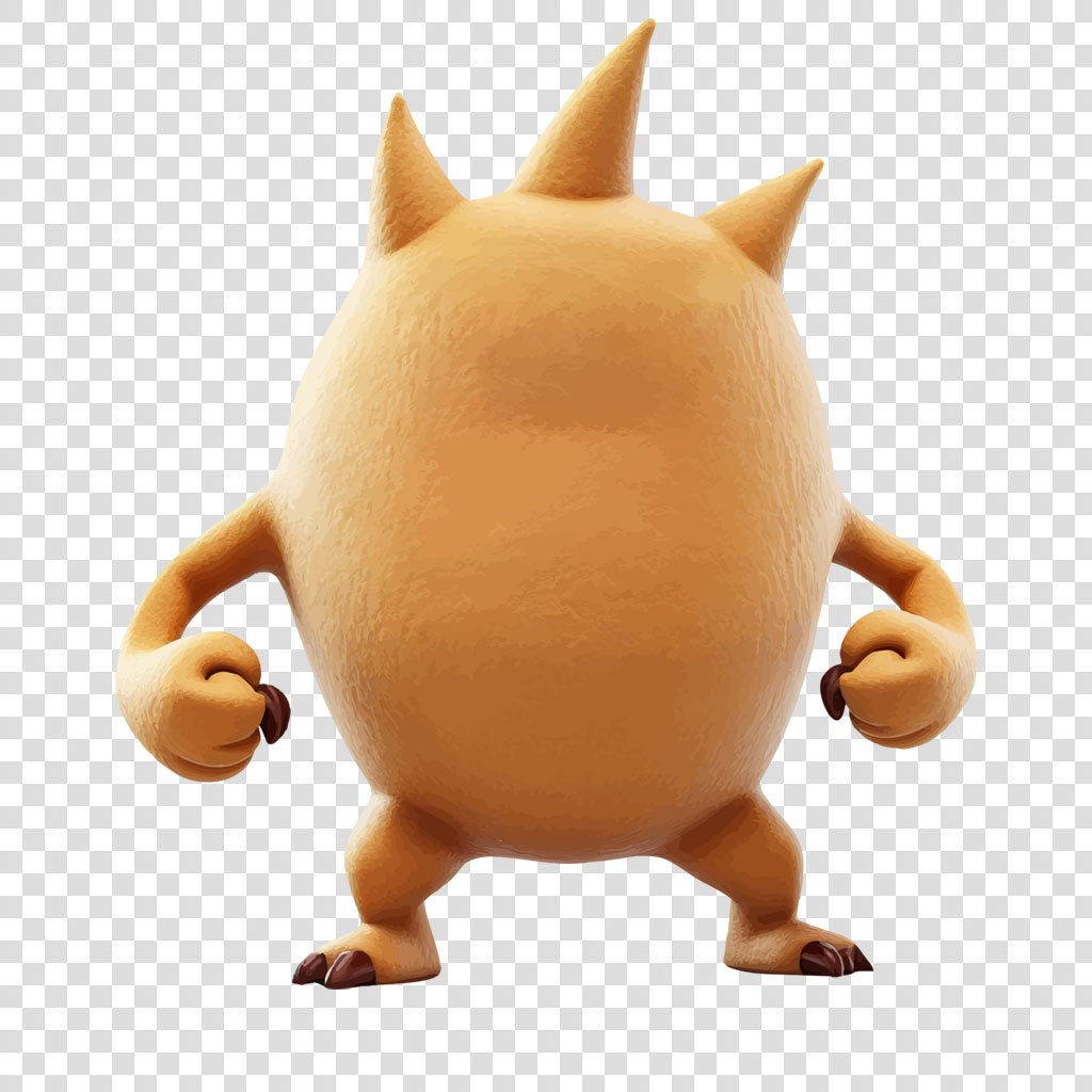 An orange, spiky creature with a menacing stance