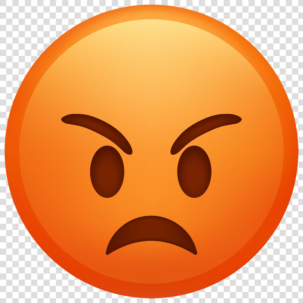 An orange emoji with an angry expression