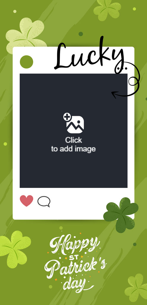 St. Patrick's Day social media post template with shamrocks and 'Lucky' text