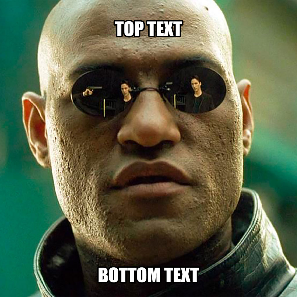 Morpheus from The Matrix with sunglasses reflecting multiple images