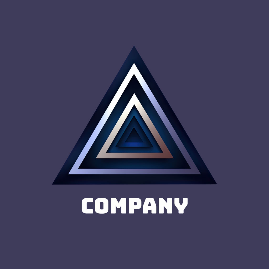 A stylized triangle logo with layered triangles