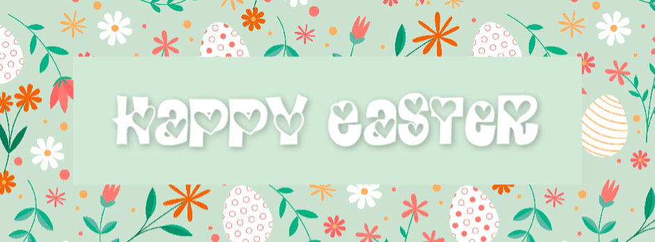 Happy Easter greeting card with floral and egg pattern
