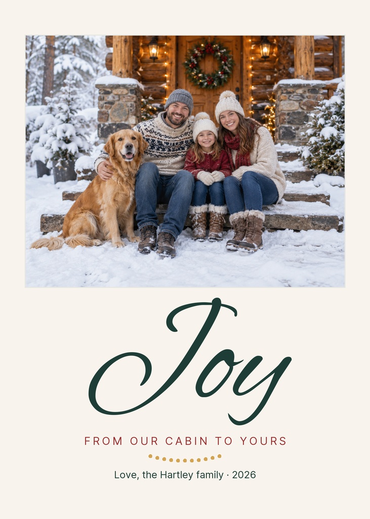 Preview for Joy From Our Cabin Portrait Greeting Template