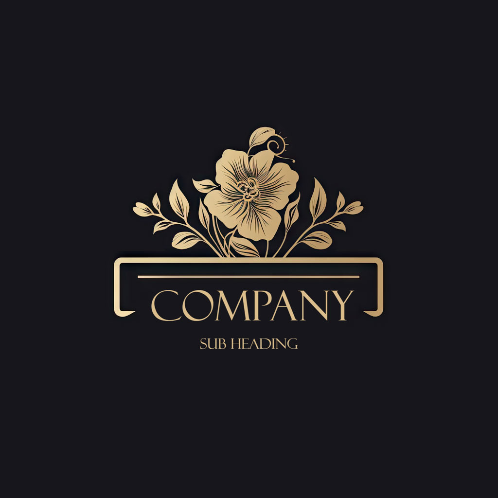 Gold logo with flower and COMPANY text on black background