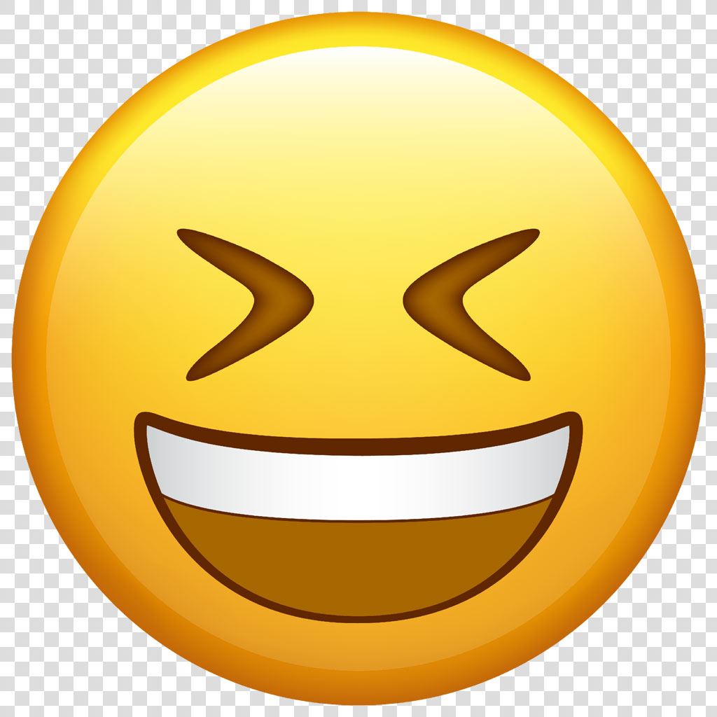 A yellow emoji with a sly smile and angled eyebrows