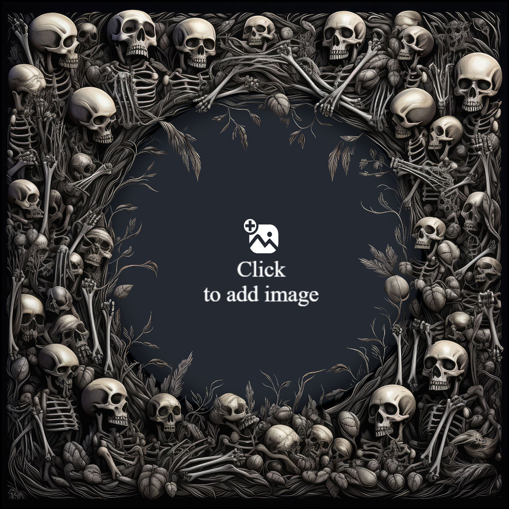 A frame made of skulls and bones