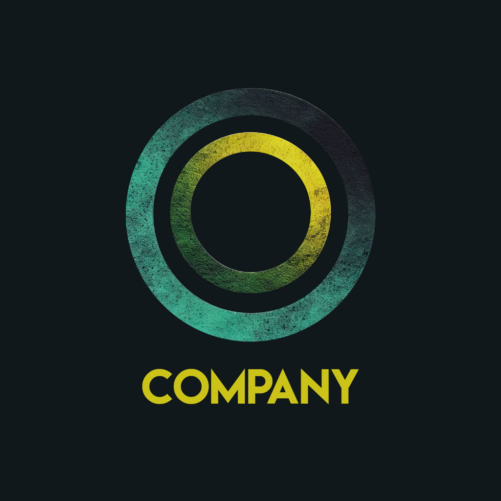 Company logo with a circular design and gradient colors