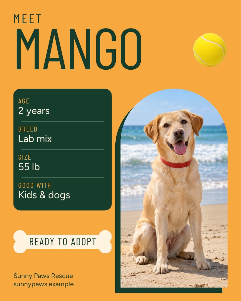 Preview for Meet Mango, Ready To Adopt Portrait Post Template