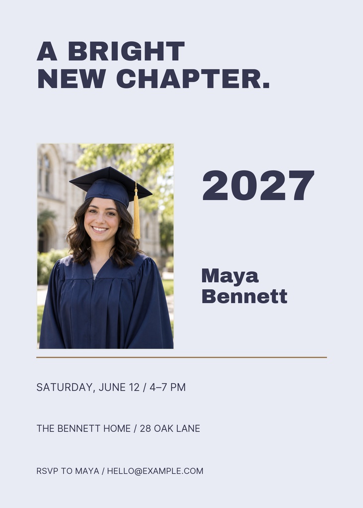 Preview for A Bright New Chapter 5 × 7 Invitation Template