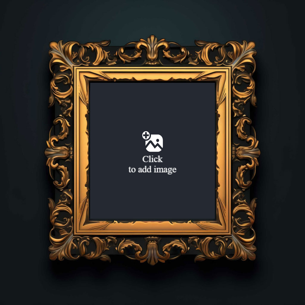 Ornate golden picture frame on a dark background