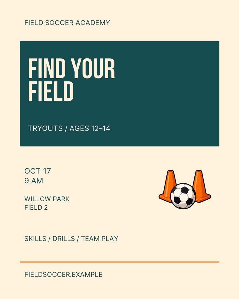 Preview for Find Your Field Soccer Portrait Post Template