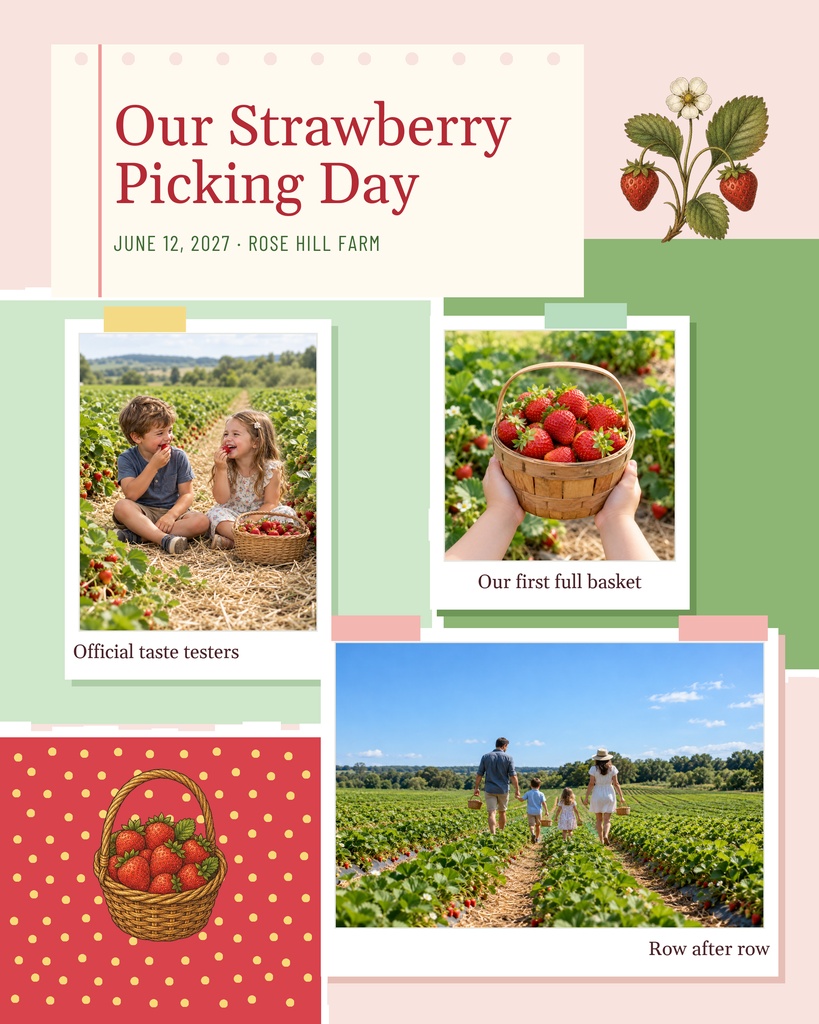 Preview for Our Strawberry Picking Day Memory Page Template