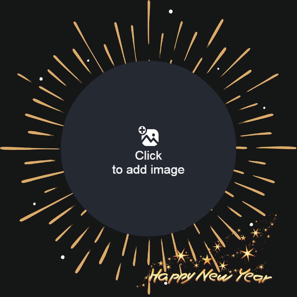 Family of five embracing and smiling together with a Happy New Year message