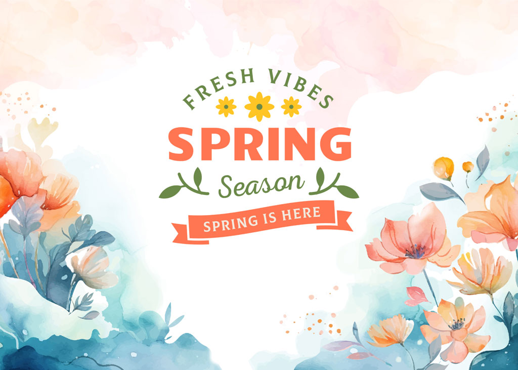 Spring season greeting with flowers