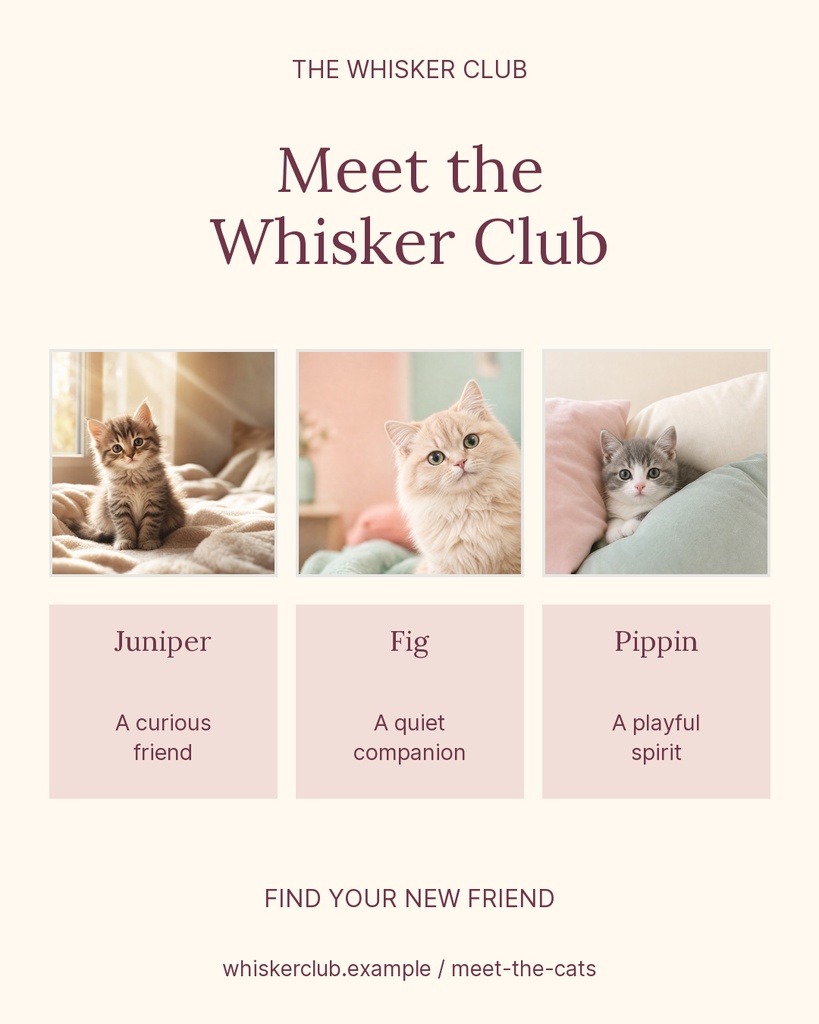 Preview for Meet The Whisker Club Portrait Post Template