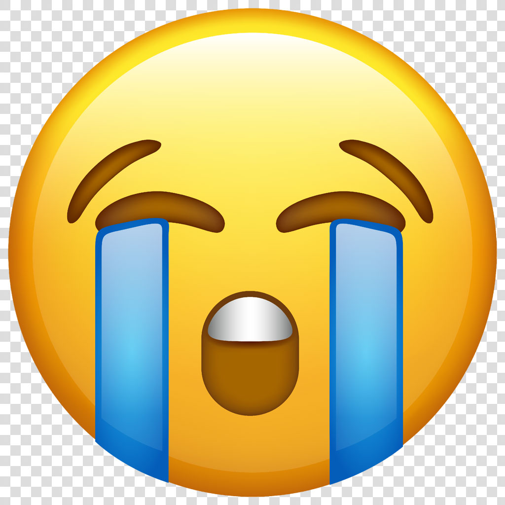 Crying face emoji with tears