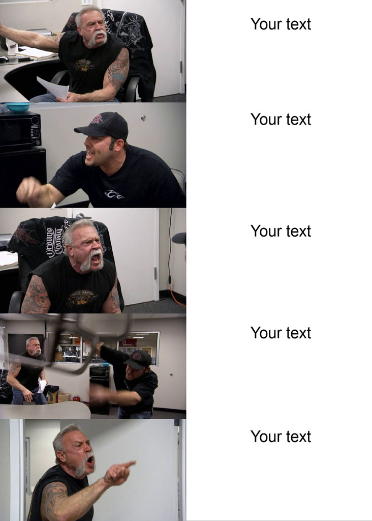 A collage of a man showing anger in various situations.