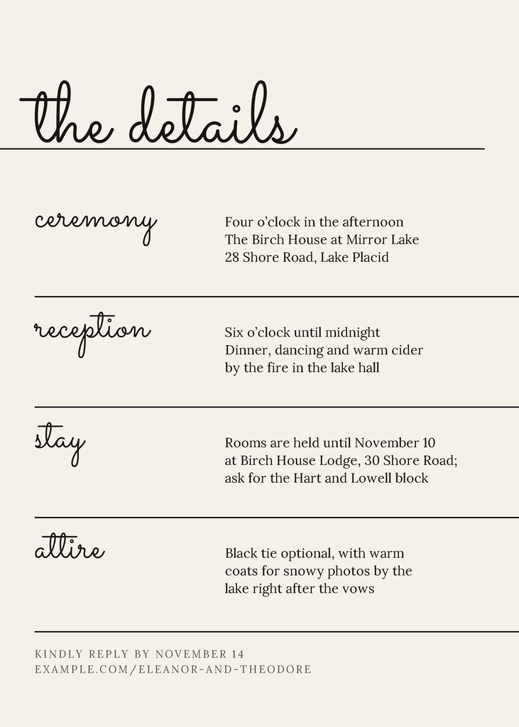 Preview for Ivory And Ink Details Card Template