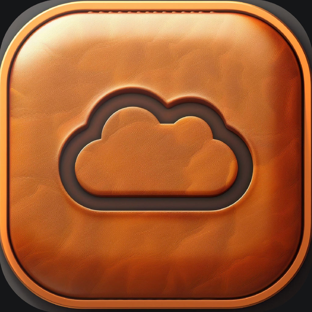 Bronze cloud icon with leather texture