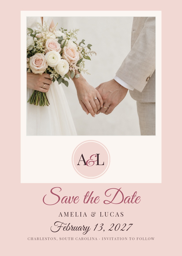 Preview for Monogram In Blush Save The Date Template