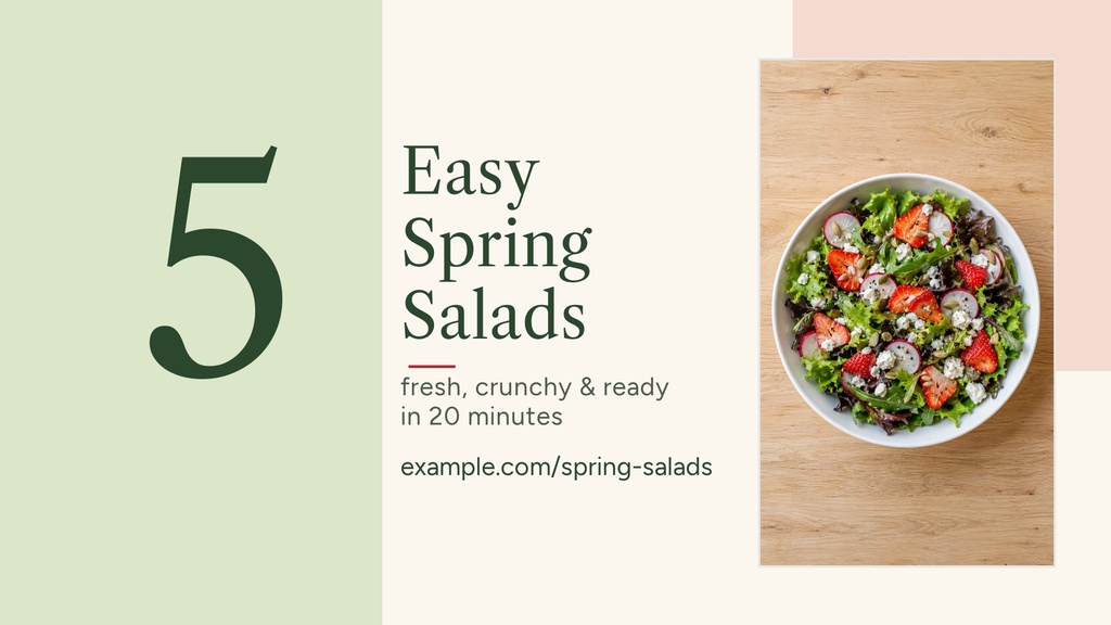 Preview for 5 Easy Spring Salads Landscape Graphic Template