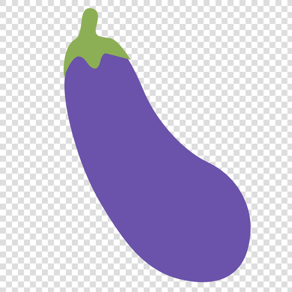 Stylized purple eggplant with green stem