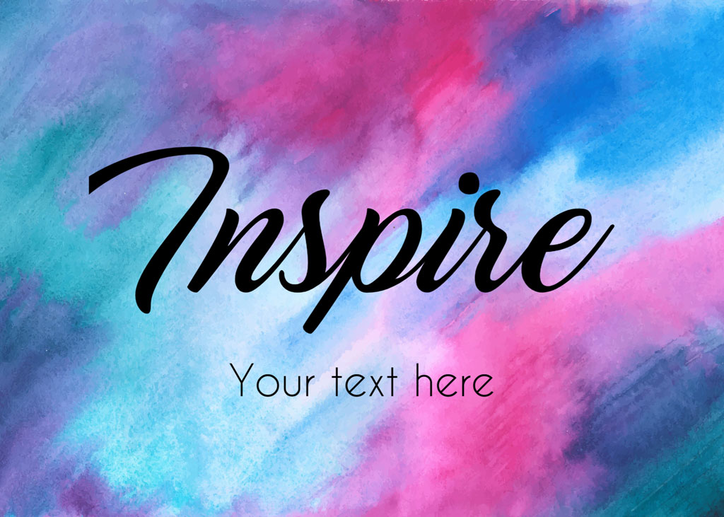 Inspire text on a colorful watercolor background