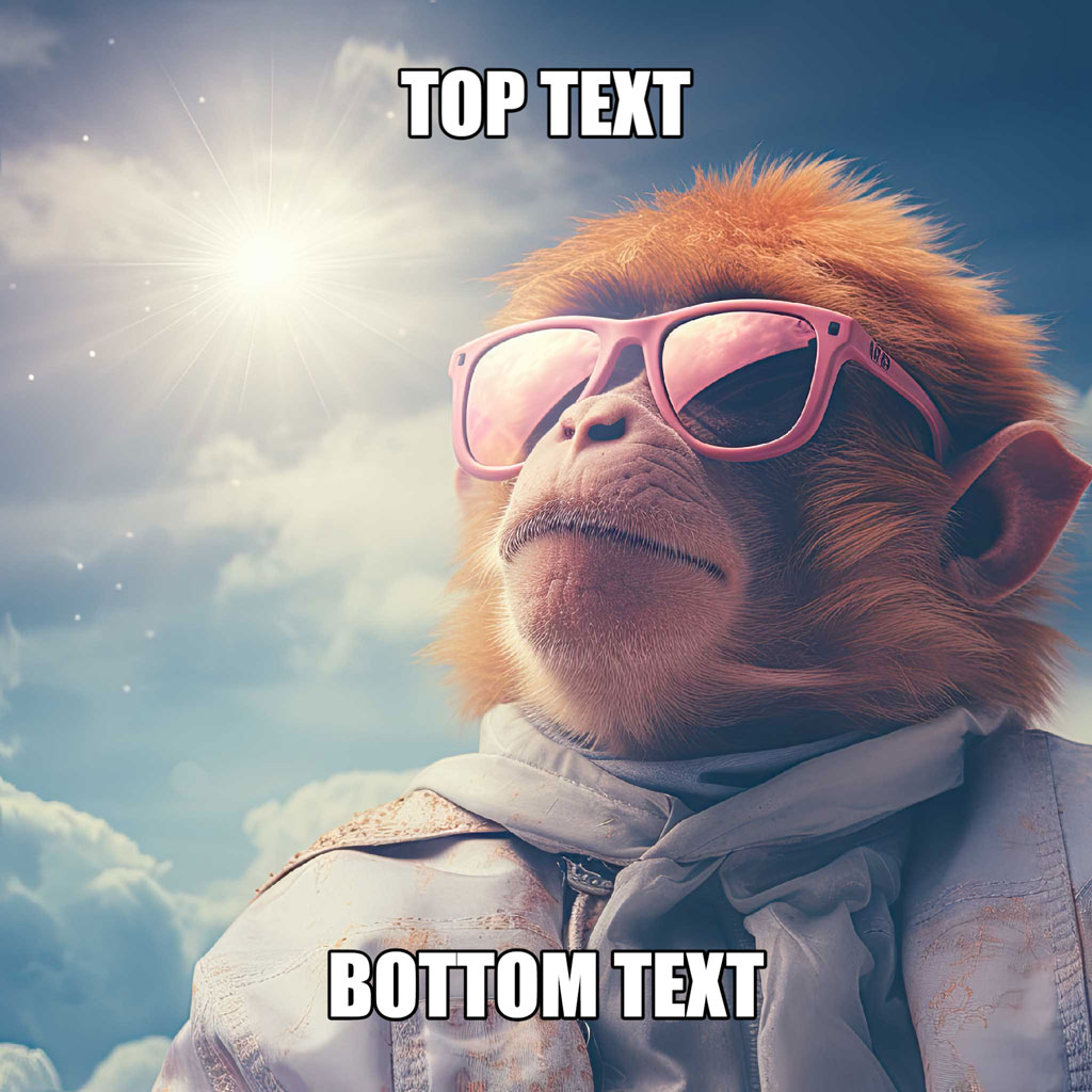 A monkey wearing sunglasses and a scarf against a cloudy sky