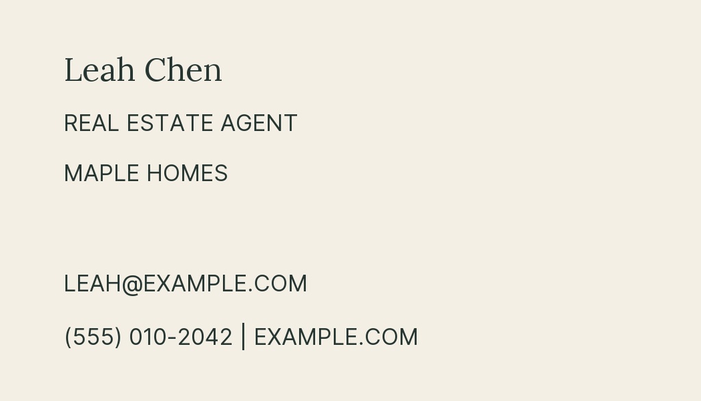 Preview for A Place On Maple Agent Contact Card Template
