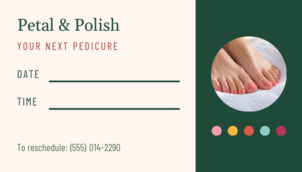 Preview for The Summer Pedicure Bar Appointment Card Template