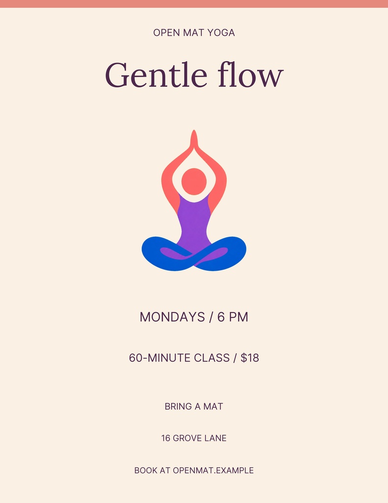 Preview for Open Mat Yoga Letter Flyer Template