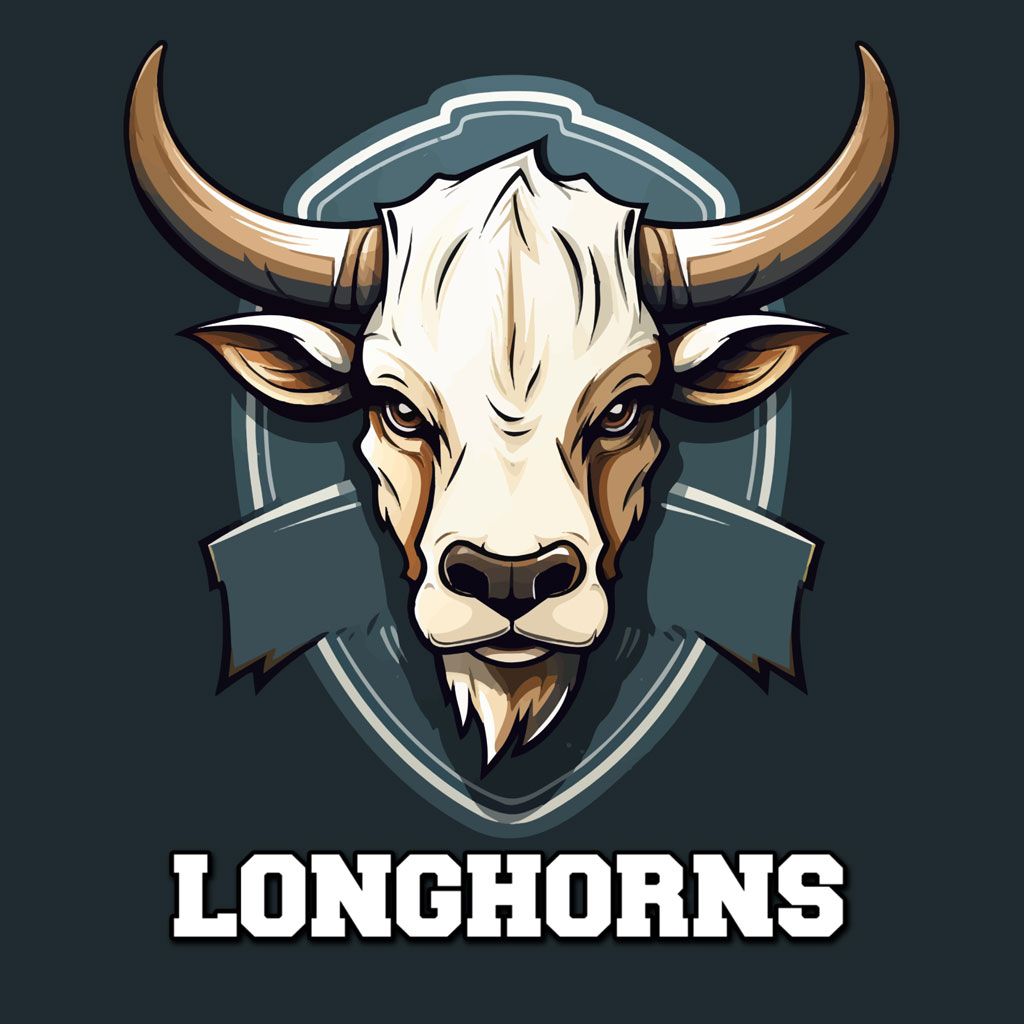 Longhorns logo featuring a white longhorn head with curved horns