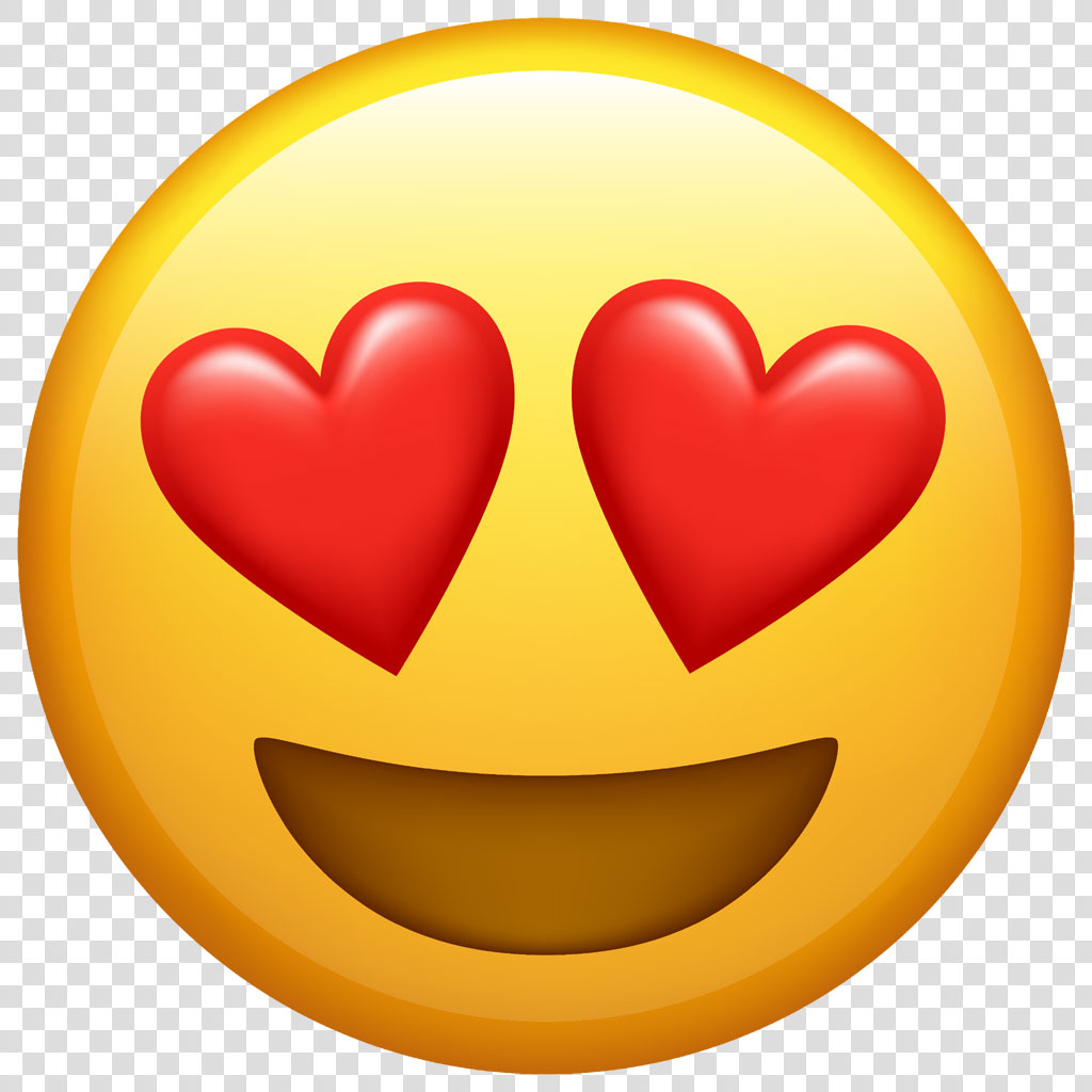 A yellow smiley face with heart-shaped eyes