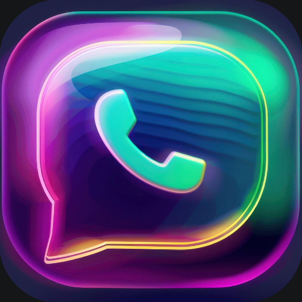 Neon phone icon with speech bubble
