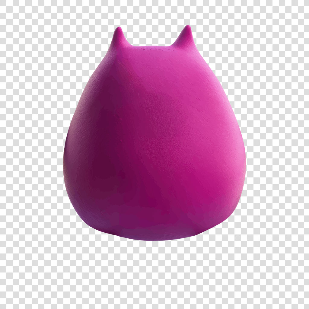 A pink cat-shaped beauty blender against a white background
