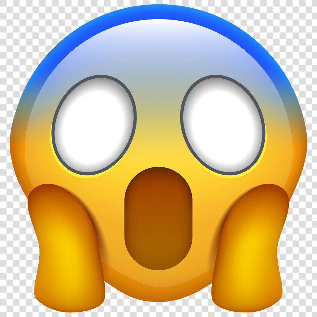 Astonished face emoji with wide eyes and open mouth