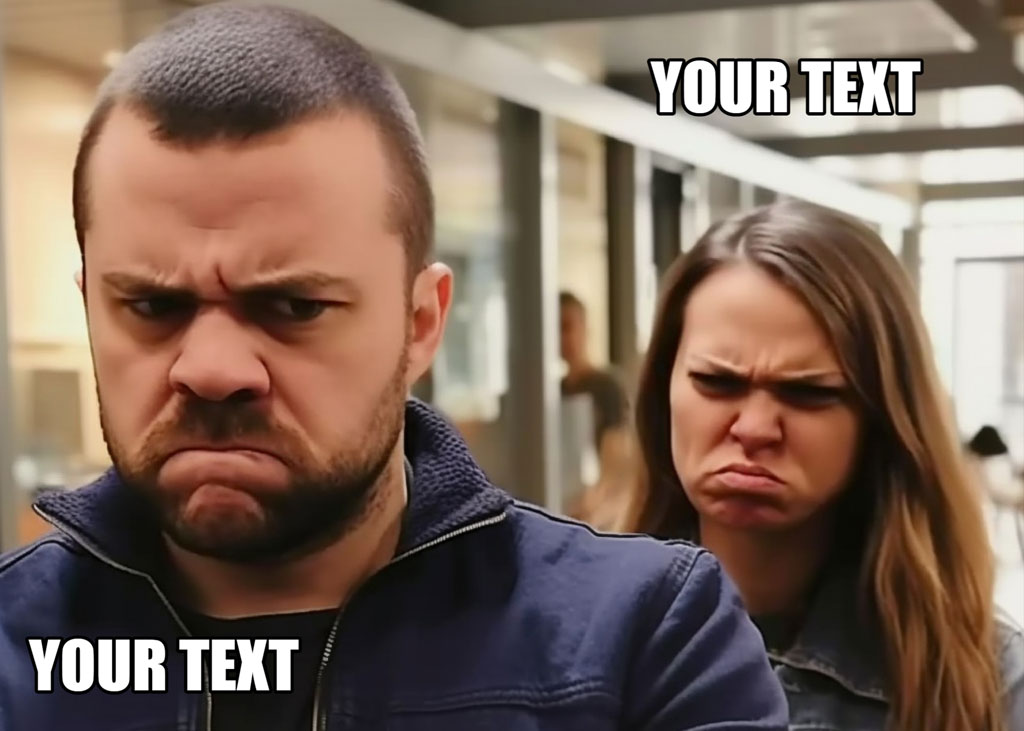 A man and woman with disapproving expressions