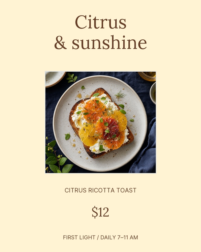 Preview for First Light Breakfast Portrait Post Template