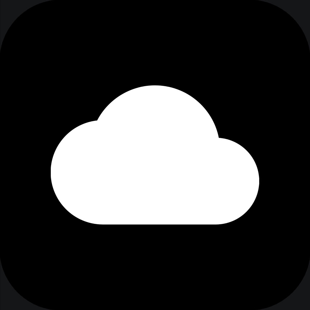 White cloud icon on black background