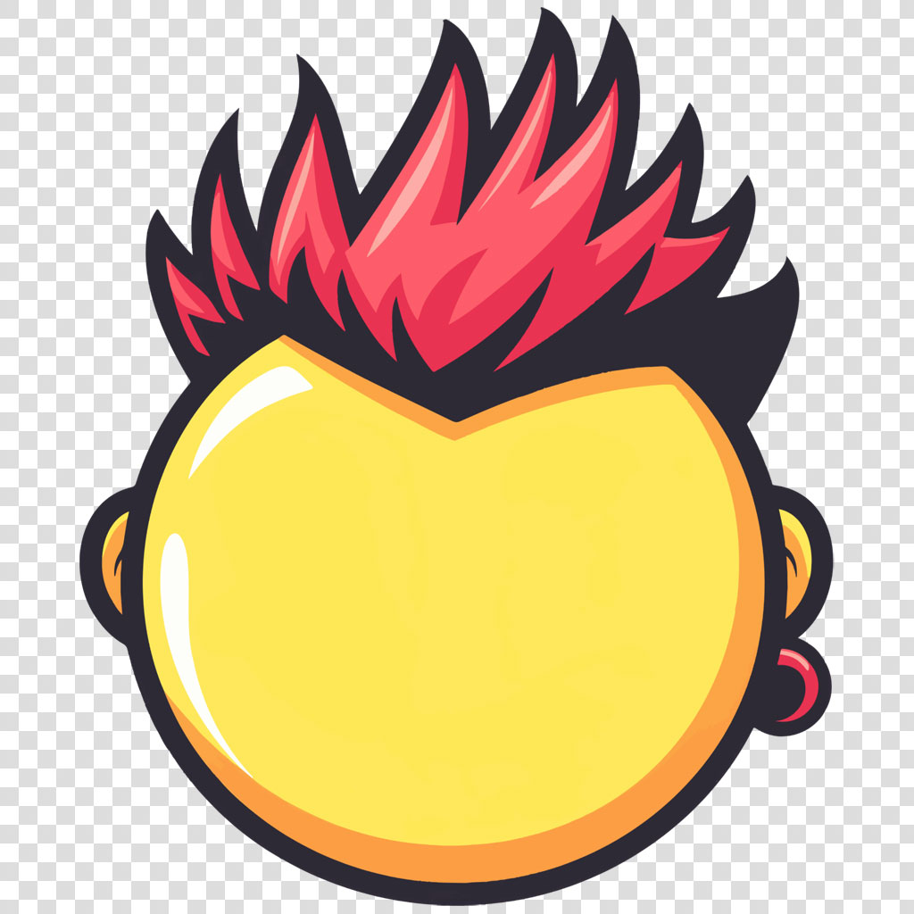 Cartoon character with yellow face and red hair