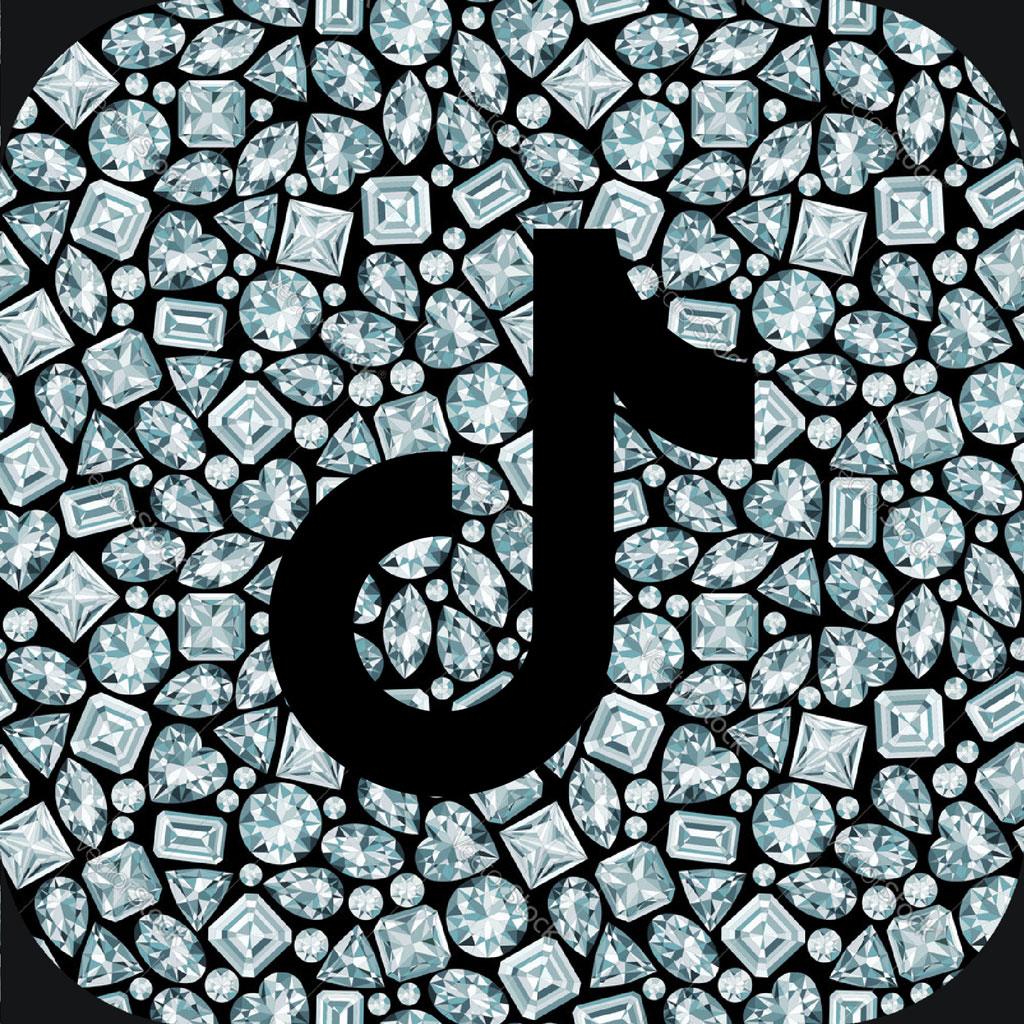 TikTok logo encrusted with diamonds